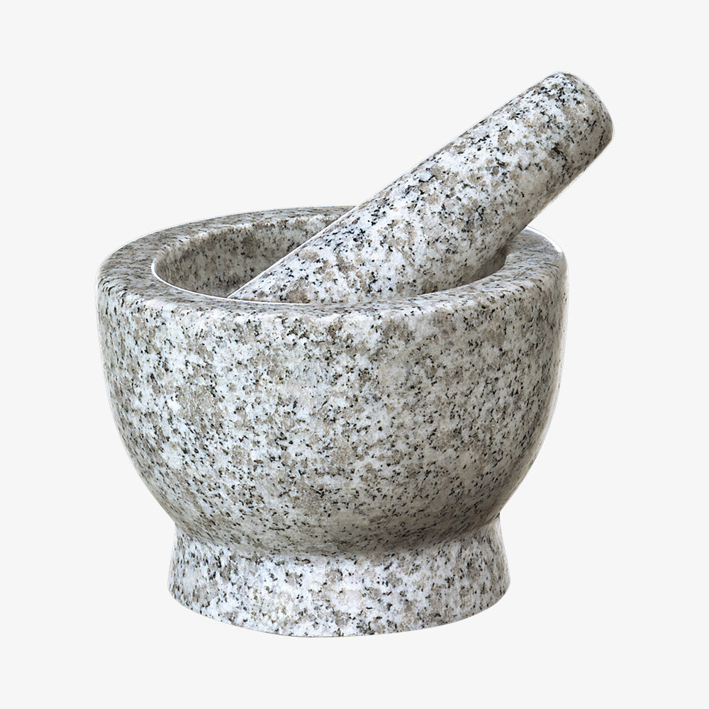 ATLAS morteren i granit fra Cilio tjener dig godt. Hakkede urter, hvidloeg, havsalt og meget mere er ingen sag. 