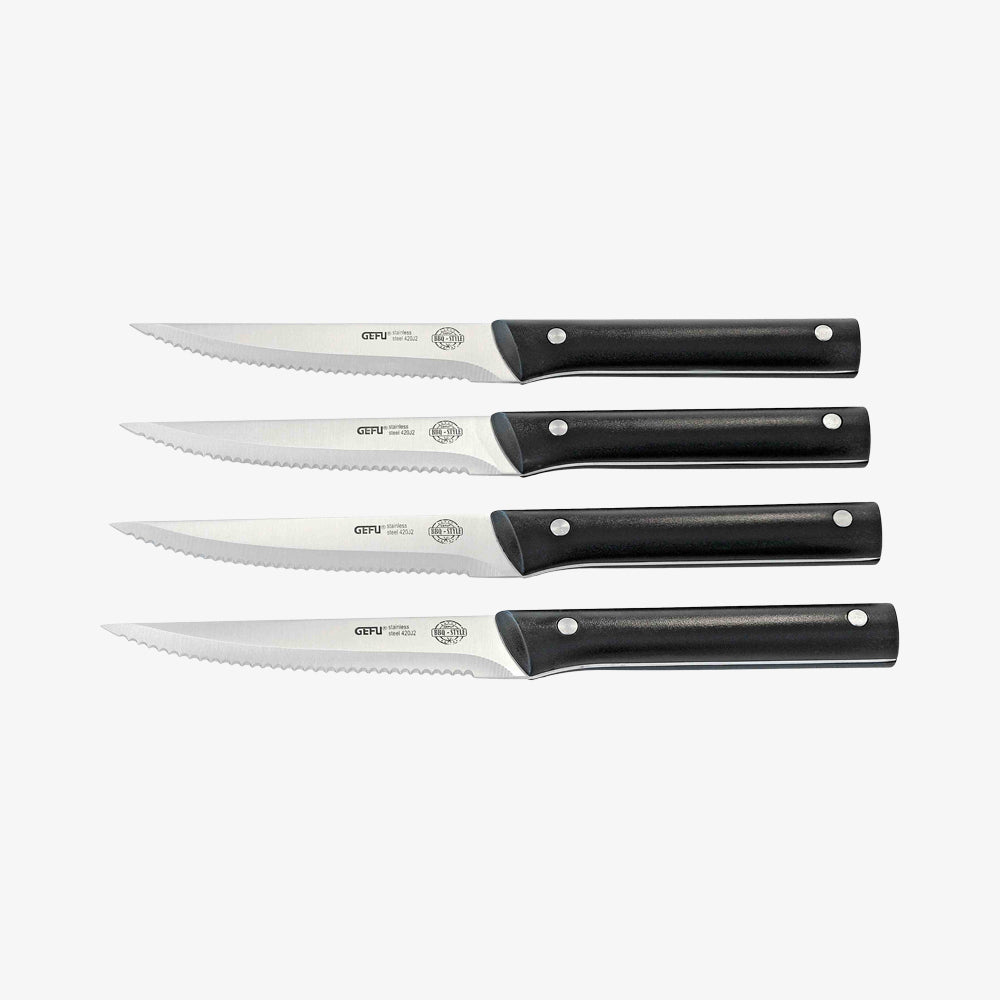 4 grill knive med sort skaft