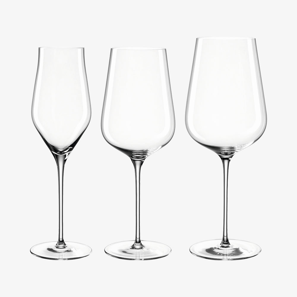 Saet med tre forskellige glas fra Brunelli serien fra Leonardo.